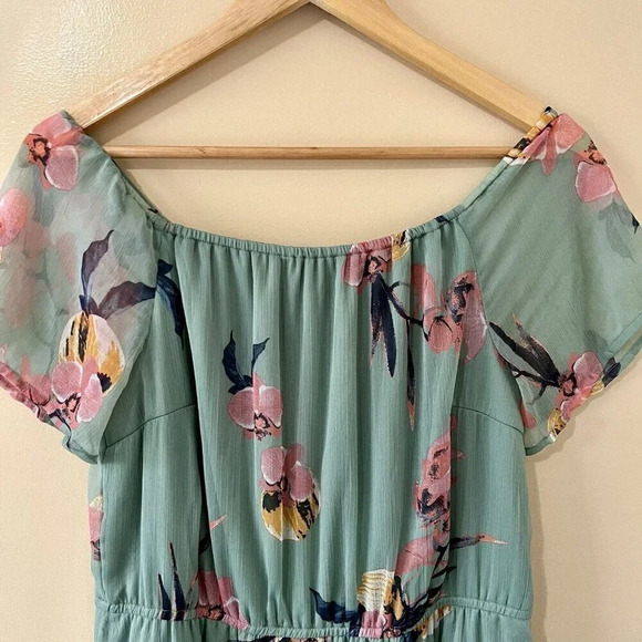 •SOLD•|Vera Moda| Off-Shoulder Knee Length Floral Spring Summer Dress Size US L - Picture 2 of 6
